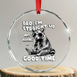 Funny Raccon Sarcastic Crystal Glass Ornament Bro I Am Straight Up Not Even Having A Good Time TS14 Transparent Glass 3'' Circle Print Your Wear