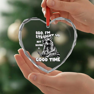 Funny Raccon Sarcastic Heart Crystal Glass Ornament Bro I Am Straight Up Not Even Having A Good Time TS14 Print Your Wear
