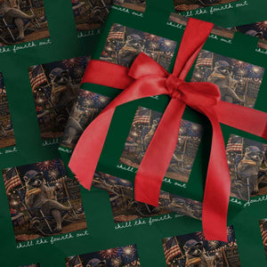 Funny Raccoon 4th of July Wrapping Paper Roll Chill The Fourth Out TS14 Green Print Your Wear