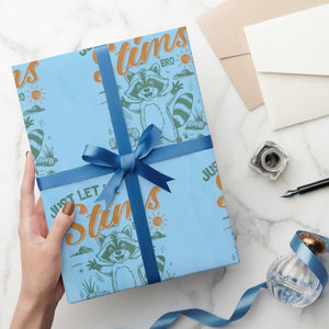 Funny Raccoon Autism Awareness Wrapping Paper Roll Just Let Me Stim Bro TS02 Light Blue Print Your Wear