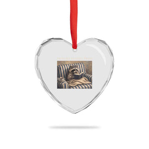 Funny Raccoon Book Lover Heart Crystal Glass Ornament Probably Reading Trash Bookworms Teachers