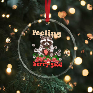 Funny Raccoon Crystal Glass Ornament Feeling Berry Good Eating Strawberries TS02 Print Your Wear