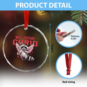 Funny Raccoon Cupid Anti Valentine Crystal Glass Ornament Not Today Cupid TS12 Print Your Wear