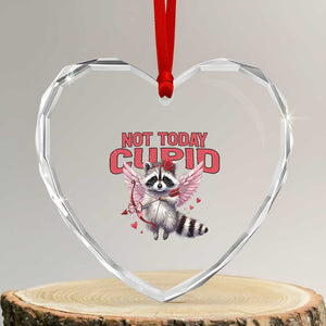 Funny Raccoon Cupid Anti Valentine Heart Crystal Glass Ornament Not Today Cupid TS12 Transparent Glass 3'' Heart Print Your Wear