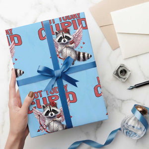 Funny Raccoon Cupid Anti Valentine Wrapping Paper Roll Not Today Cupid TS12 Light Blue Print Your Wear