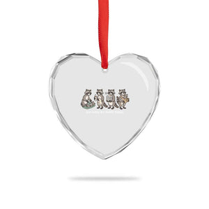 Funny Raccoon Dad Heart Crystal Glass Ornament Just Doing My Daddy Things