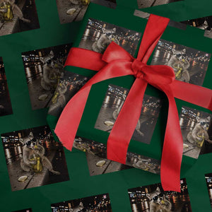 Funny Raccoon Eating Pickles Meme Wrapping Paper Roll