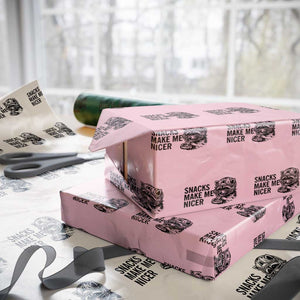 Funny Raccoon Eating Pizza Wrapping Paper Roll Snacks Make Me Nicer TS14 Light Pink Print Your Wear
