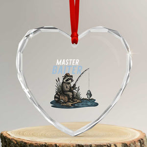 Funny Raccoon Fishing Heart Crystal Glass Ornament Master Baiter Fisherman TS14 Transparent Glass 3'' Heart Print Your Wear