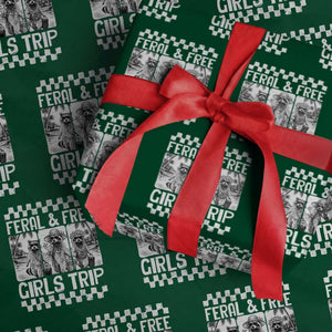Funny Raccoon Girls Trip Travel Wrapping Paper Roll Feral And Free