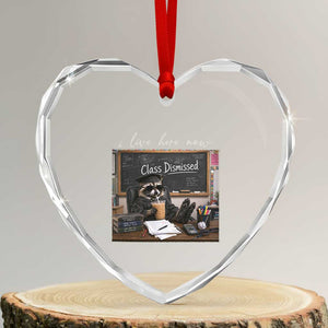 Funny Raccoon Graduation Heart Crystal Glass Ornament I Live Here Now