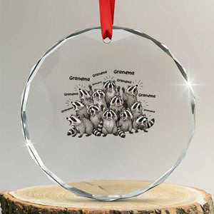 Funny Raccoon Grandma Crystal Glass Ornament Grandmother Chaos Trash Panda TS12 Transparent Glass 3'' Circle Print Your Wear