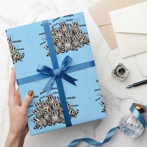 Funny Raccoon Grandpa Wrapping Paper Roll Chaos Coordinator Grandpa Life Graphic TS12 Light Blue Print Your Wear