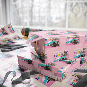 Funny Raccoon Meme Wrapping Paper Roll I Put The Fun In Dysfunctional TS02 Light Pink Print Your Wear