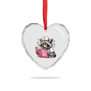 Funny Raccoon Nursing Student Healthcare Gift Heart Crystal Glass Ornament