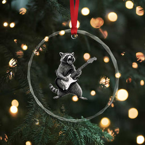 Funny Raccoon Playing Guitar Rock and Roll Crystal Glass Ornament TS11 Print Your Wear