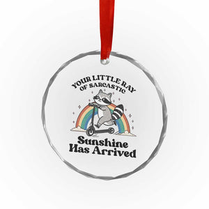 Funny Raccoon Rainbow Crystal Glass Ornament Your Little Ray Of Sarcastic Sunshine Has Arrived TS14 Print Your Wear