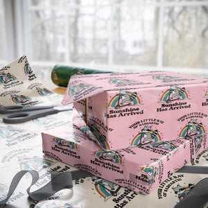 Funny Raccoon Rainbow Wrapping Paper Roll Your Little Ray Of Sarcastic Sunshine Has Arrived TS14 Light Pink Print Your Wear