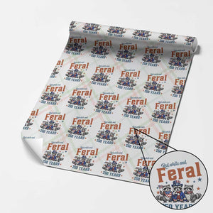 Funny Raccoon Red White And Feral USA 250 Anniversary Wrapping Paper Roll TS12 Christmas Plaid Print Your Wear