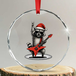 Funny Raccoon Rock Music Christmas Crystal Glass Ornament TS14 Transparent Glass 3'' Circle Print Your Wear