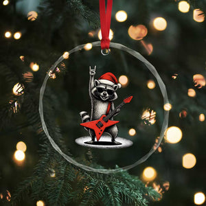 Funny Raccoon Rock Music Christmas Crystal Glass Ornament TS14 Print Your Wear
