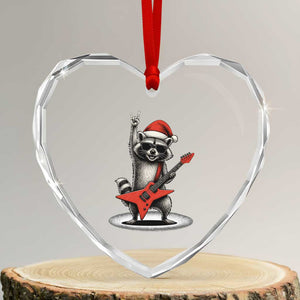 Funny Raccoon Rock Music Christmas Heart Crystal Glass Ornament TS14 Transparent Glass 3'' Heart Print Your Wear