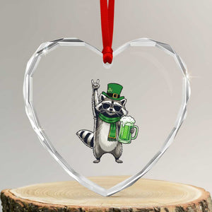 Funny Raccoon Rock On Heart Crystal Glass Ornament St Patricks Day Gift TS12 Transparent Glass 3'' Heart Print Your Wear