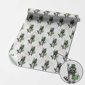 Funny Raccoon Rock On Wrapping Paper Roll St Patricks Day Gift TS12 Christmas Plaid Print Your Wear