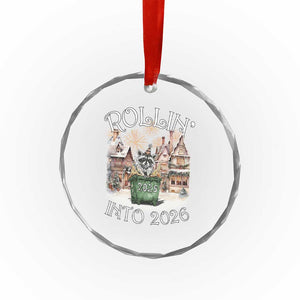 Funny Raccoon Rollin Into 2026 Crystal Glass Ornament New Year Dumpster Fire Firework TS11 Print Your Wear