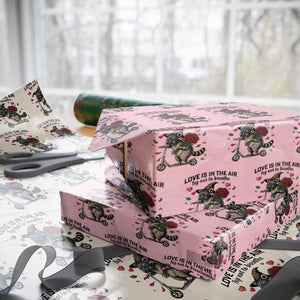 Funny Raccoon Scooter Anti Valentine Wrapping Paper Roll Love Is In The Air Try Not To Breathe TS14 Light Pink Print Your Wear