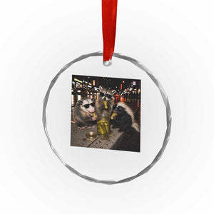 Funny Raccoon Skunk Possum Eating Pickles Crystal Glass Ornament Support Local Street Cats Retro Animal Meme TS10 Print Your Wear