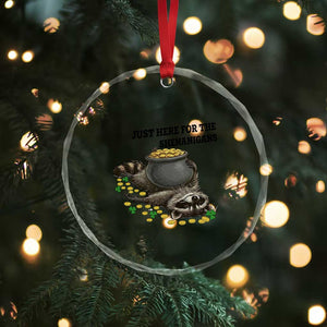 Funny Raccoon St Patricks Day Meme Crystal Glass Ornament Just Here For The Shenanigans TS14 Print Your Wear
