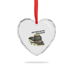Funny Raccoon St Patricks Day Meme Heart Crystal Glass Ornament Just Here For The Shenanigans TS14 Print Your Wear