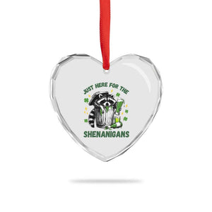 Funny Raccoon St Patricks Day Meme Heart Crystal Glass Ornament Trash Panda Just Here For The Shenanigans TS14 Print Your Wear
