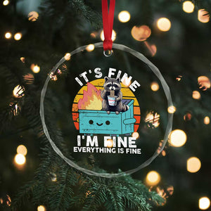 Funny Racoon Crystal Glass Ornament Eating Instant Noodle Cup Dumpster Fire Everything Is Fine Meme TS10 Print Your Wear