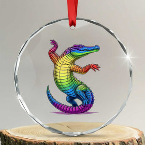 Funny Rainbow Gator LGBTQ Pride Support Crystal Glass Ornament TS12 Transparent Glass 3'' Circle Print Your Wear