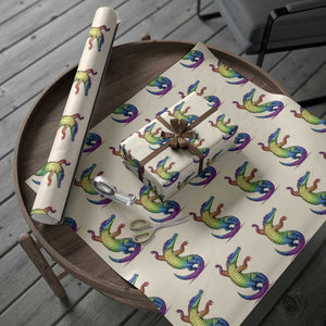 Funny Rainbow Gator LGBTQ Pride Support Wrapping Paper Roll TS12 Beige Print Your Wear
