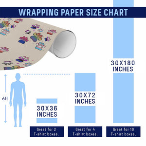Funny Rainbow Paw Print Pride Wrapping Paper Roll LGBTQ Pet Lover