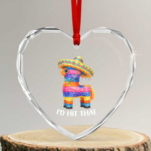 Funny Rainbow Pinata Sombrero Heart Crystal Glass Ornament Id Hit That TS12 Transparent Glass 3'' Heart Print Your Wear