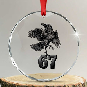 Funny Raven Brainrot Six Seven Meme Gift Crystal Glass Ornament TS12 Transparent Glass 3'' Circle Print Your Wear