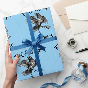 Funny Raven Kicking Crown No Kings Wrapping Paper Roll F Caw F TS12 Light Blue Print Your Wear