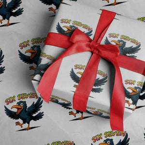 Funny Raven Six Seven Meme Trending Gift Wrapping Paper Roll TS12 White Print Your Wear