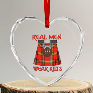 Funny Real Men Wear Kilts Heart Crystal Glass Ornament Scottish Pride TS11 Transparent Glass 3'' Heart Print Your Wear