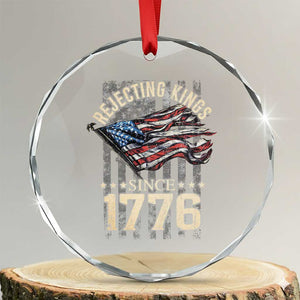 Funny Rejecting Kings Since 1776 Crystal Glass Ornament Vintage American Flag TS11 Transparent Glass 3'' Circle Print Your Wear