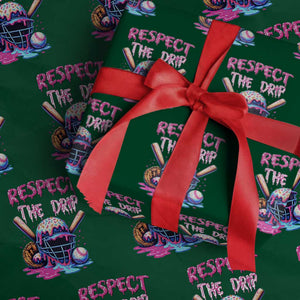 Funny Respect The Drip Baseball Mask Wrapping Paper Roll Sports Lover TS12 Green Print Your Wear