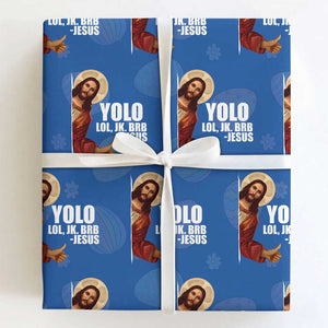 Funny Resurrection Christians Easter Day Wrapping Paper Roll YOLO LOL JK BRB Jesus TS11 Royal Blue Print Your Wear