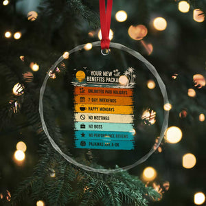 Funny Retirement Gift Crystal Glass Ornament New Benefits Package Retro Retired 2026 TS10 Print Your Wear