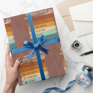 Funny Retirement Gift Wrapping Paper Roll New Benefits Package Retro Retired 2026 TS10 Mocha Print Your Wear