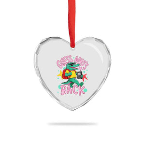 Funny Retro Alligator First Day of School Heart Crystal Glass Ornament Guess Who is Back Cute Kids Gift