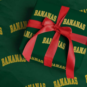Funny Retro Bananas Wrapping Paper Roll Vintage Banana Gifts Yellow Varsity TS10 Green Print Your Wear